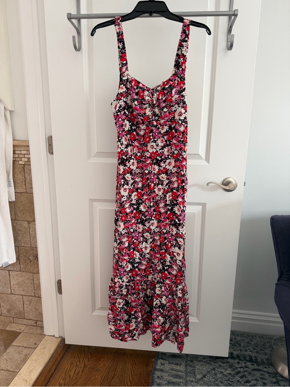 Mango Pink & Black Floral Maxi Dress